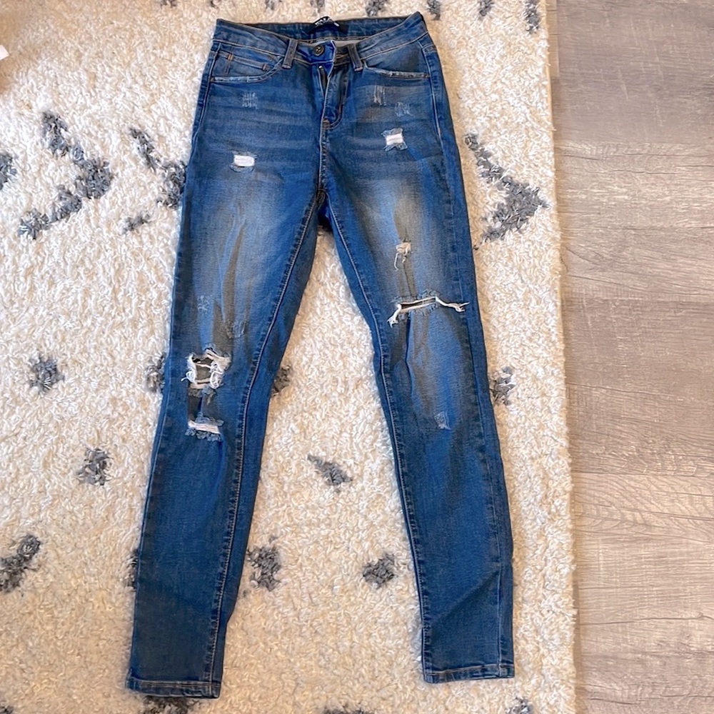 Wax Jean Distressed Skinny Jeans